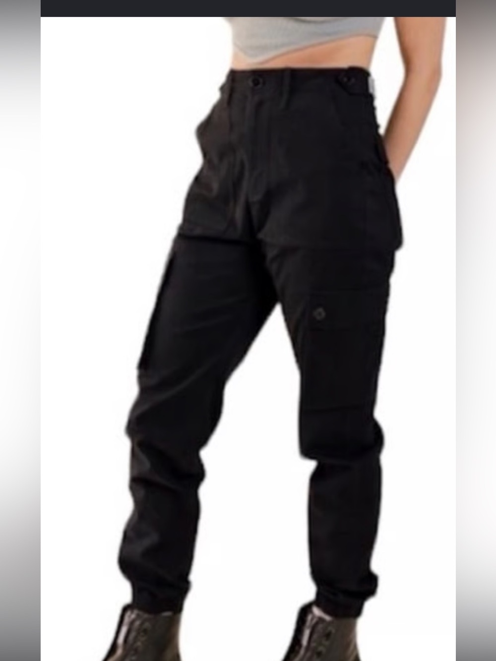 Men's Black Cargo Pants with Utility Pockets